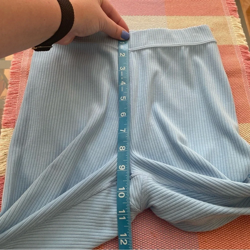 ALO Yoga Light Blue Ribbed High-Waist 7/8 Blissful Legging XXS